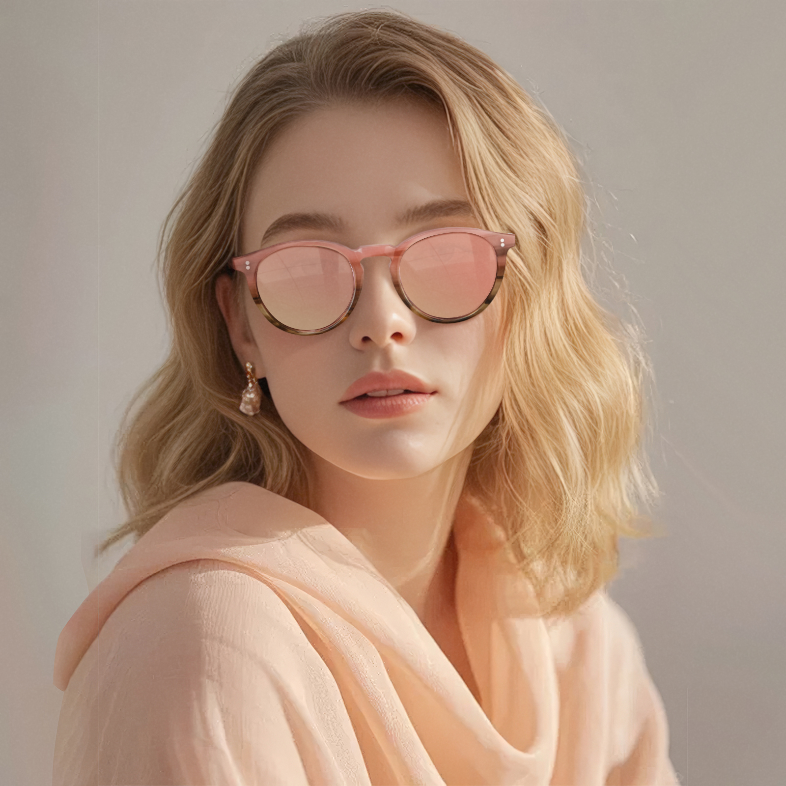 CARFIA Round Polarized Sunglasses for Women Small Face UV Protection Acetate Frame Classic Retro Style