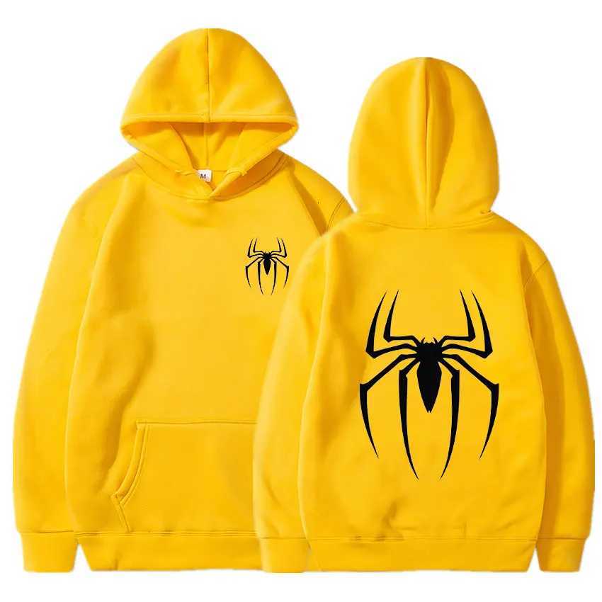 Mens Y2K Spider Print Hooded Streetwear Retro Clothing Loose Hip Hop Quirky Punk Sweatshirt Fashion Couple Sports Sweater W251106