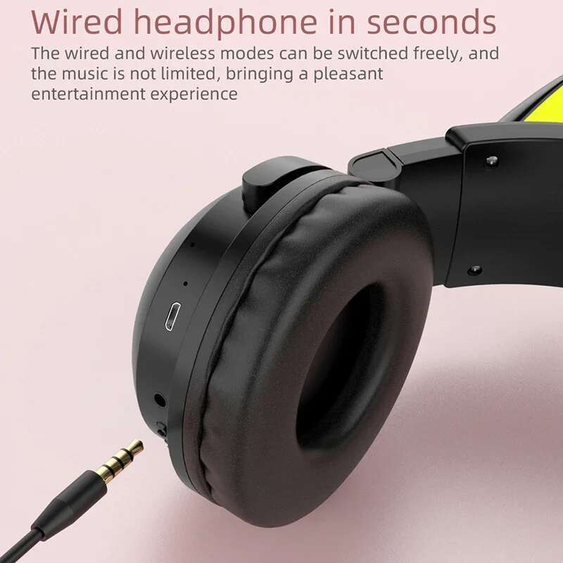 ZW068 LED light Cat Ears Headset Earphone Headphones Bluetooth Wireless For Samsung for PC