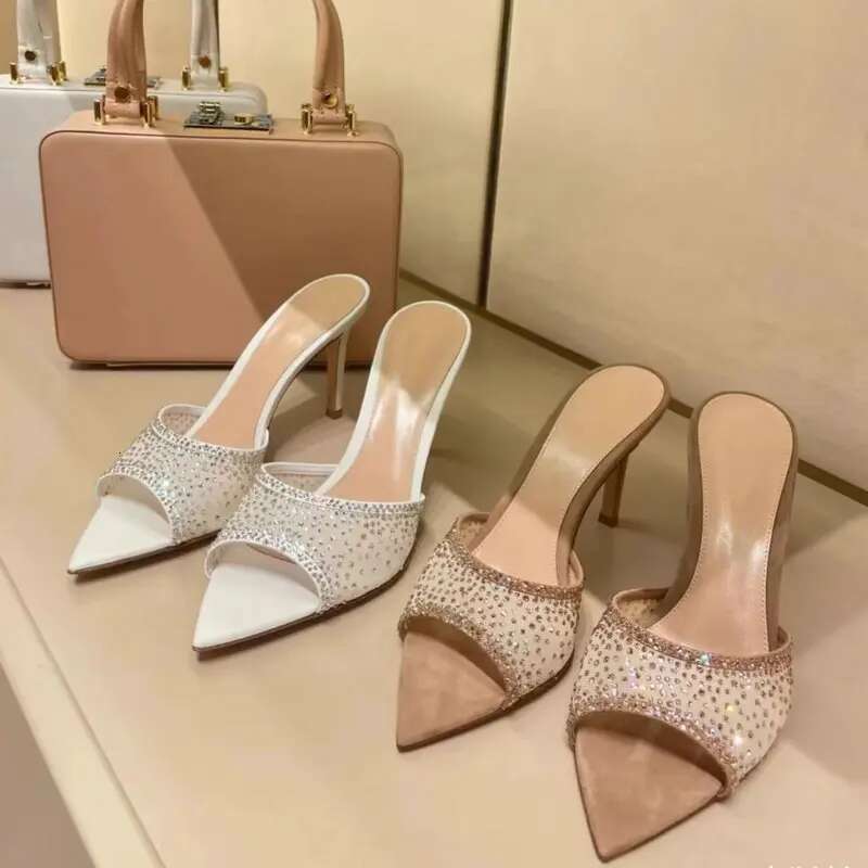 2025 New French Women's Summer Designer Outdoor Slippers with hot Stiletto High Heels, Pointed Toe Exposed Slippers1