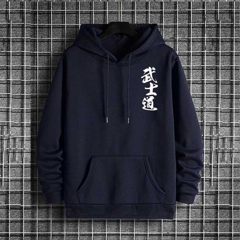 Japan Bushido Print Streetwear Hoodies 2025 Urban Fashion Hooded Sweatshirt Male Trendy Casual Autumn Winter Hoody Mens Clothes W251106