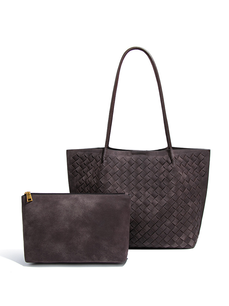 2025 autumn and winter large-capacity single-shoulder underarm women's bag woven frosted handbag textured and trendy mother-daughter tote bag for