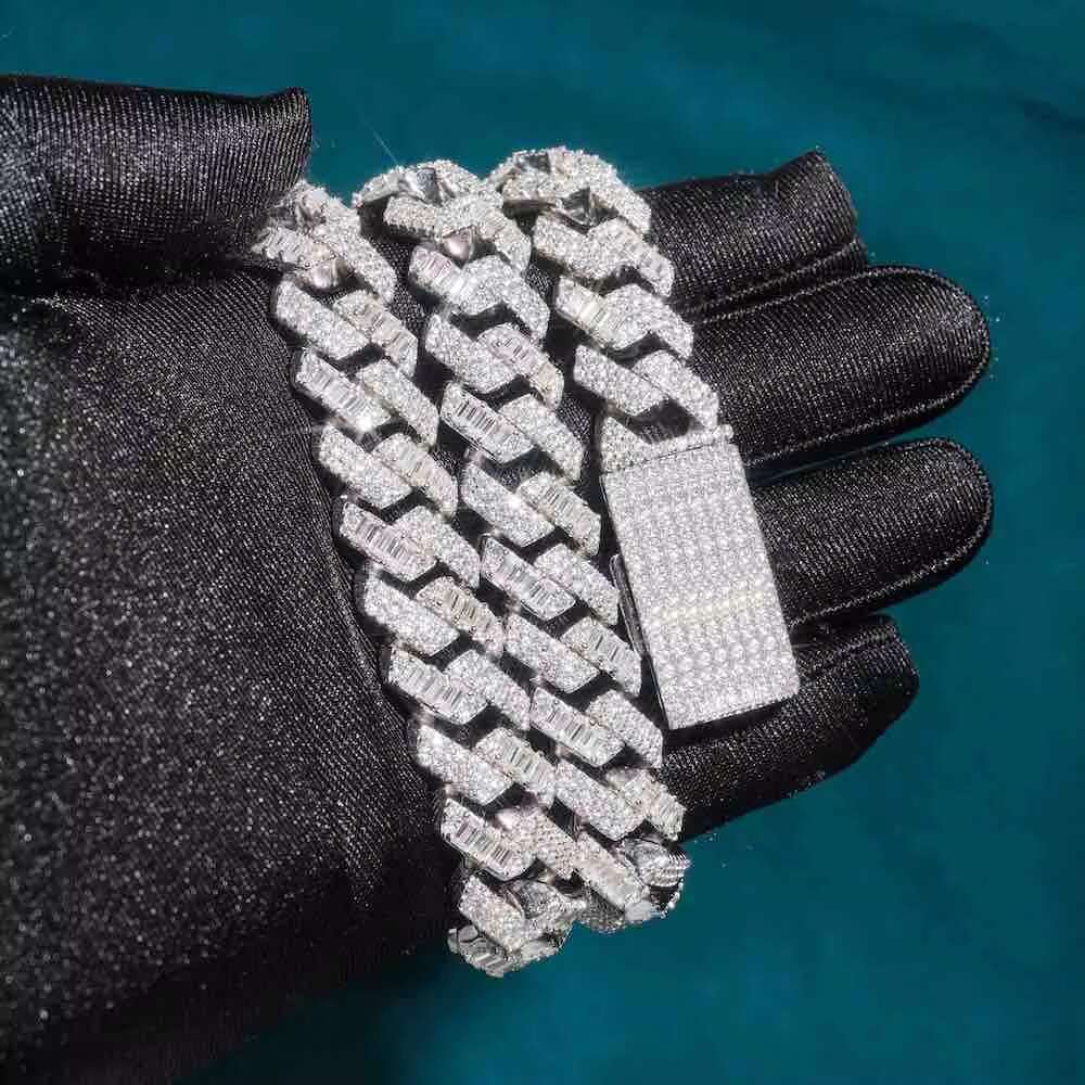 15MM White Gold Plated Moissanite Cuban Link Chain For Mens For Fashions
