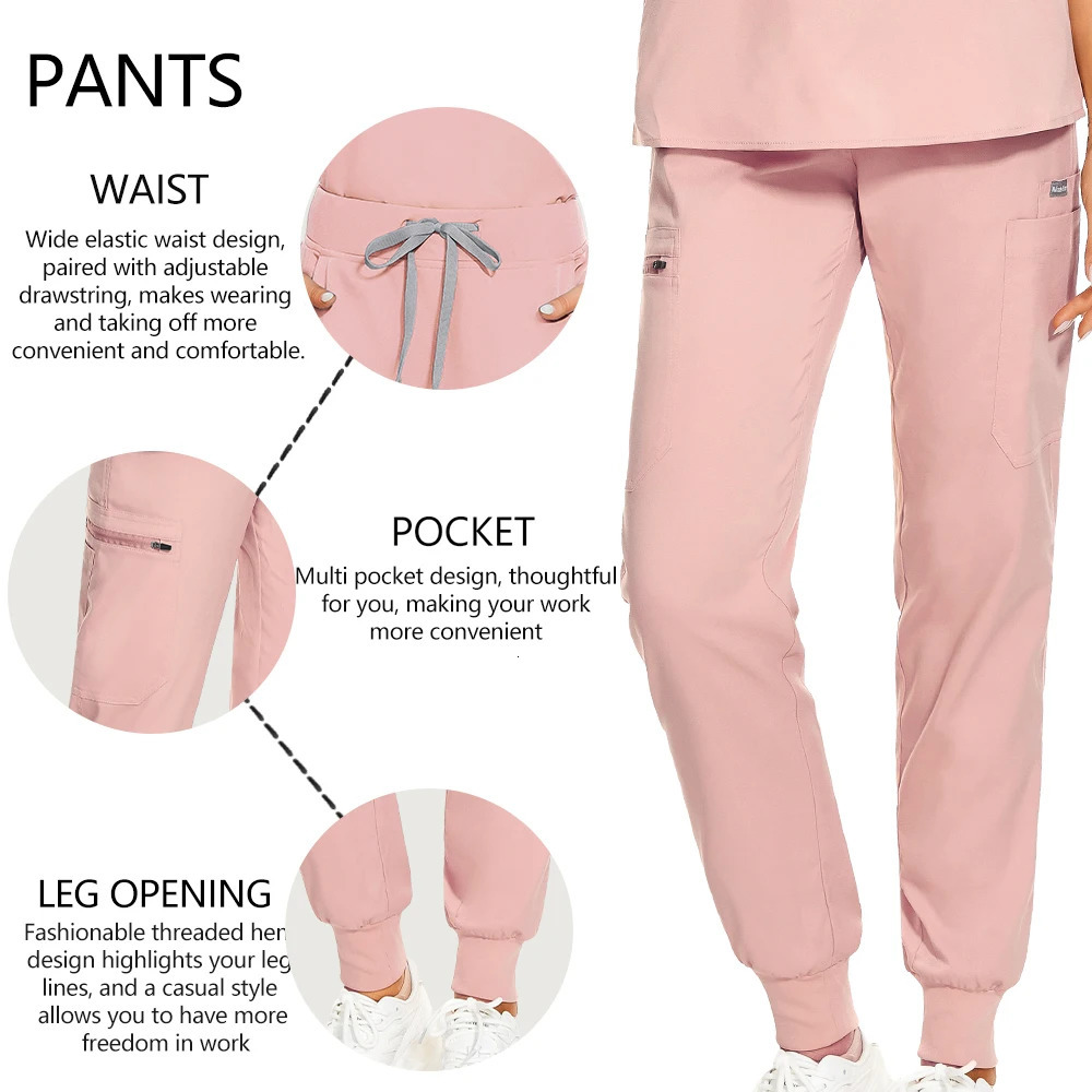 Slim Fit Nurse Uniforms Women Scrub Sets Tops Joggers Dental Clinic Spa Uniform Nurses Accessories For Hospital Workwear 250403