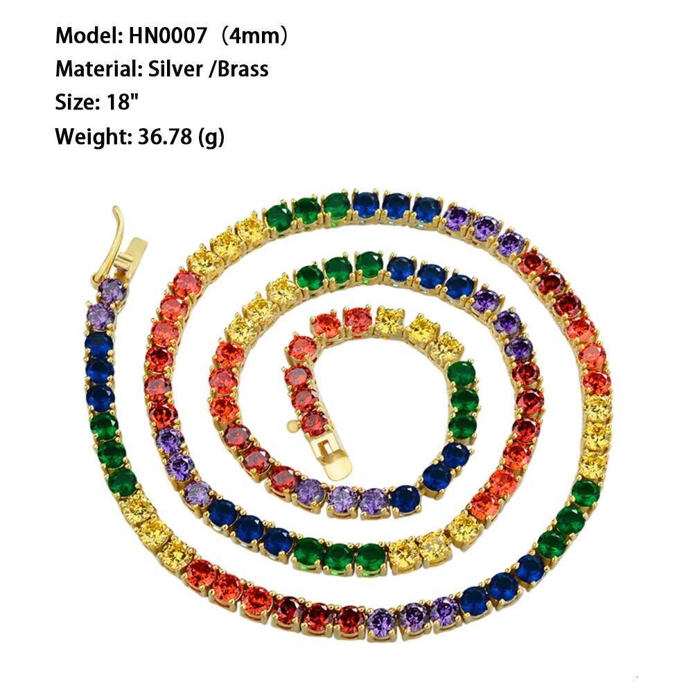 Wholesale 925 Sterling Silver Tennis Chain Necklace with 2MM-5MM Gold Plated Iced VVS Moissanite Diamonds in Hip Hop Style