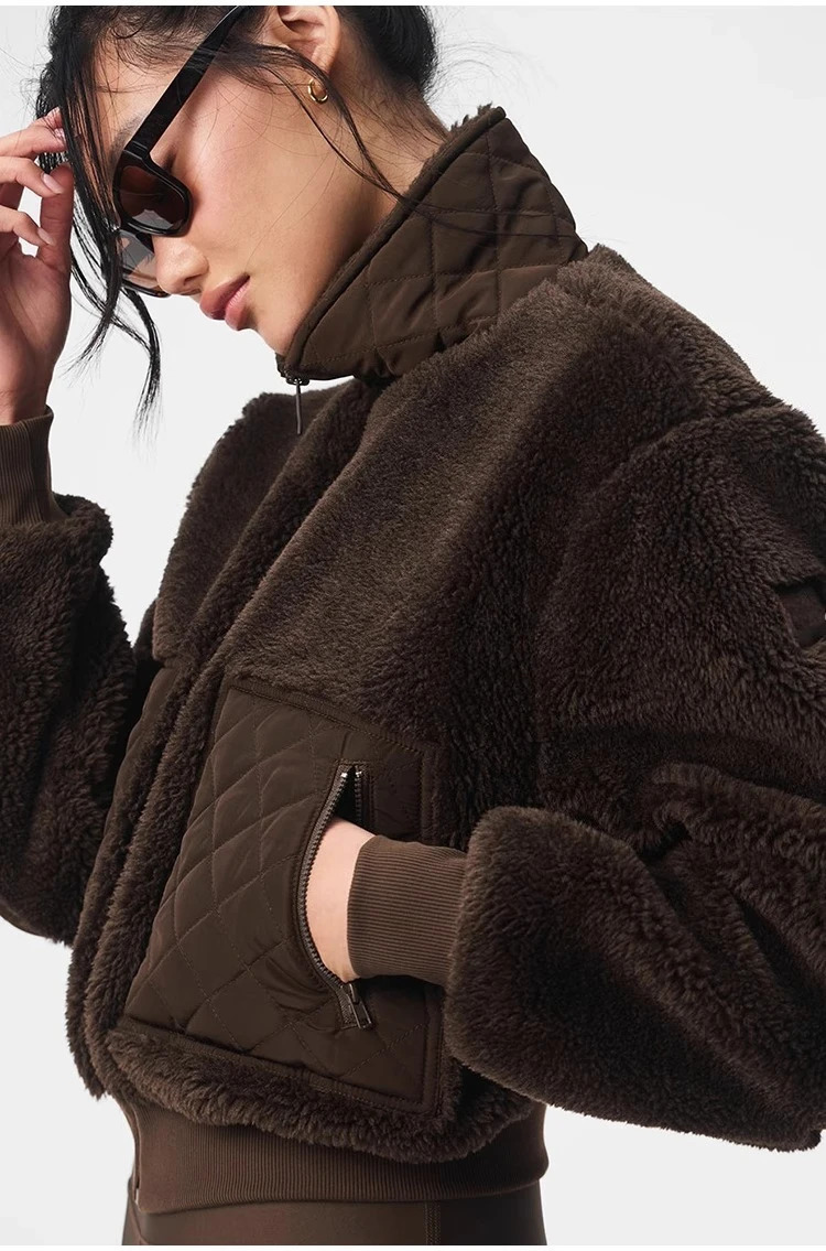 Lambs Wool Winter Jacket Women Thicken Warm Zipper Stand Collar Short Coat Fashion High Street Black Jackets for 251106