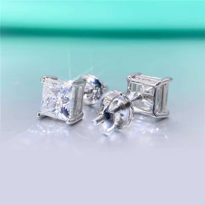 Custom Big Gemstone High Quality Silver Jewelry 925 Elegant Moissanite Earring Princess Cut 2022 Earrings
