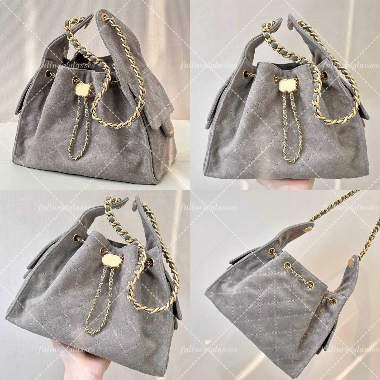 25A Shoulder Bags Designer Bag String Bucket Tote Embroidery 25c Hobo Caviar uede brown Leather Gray Casual Diamond Lattice Chain Crossbody Fashion Brand Bucket bag