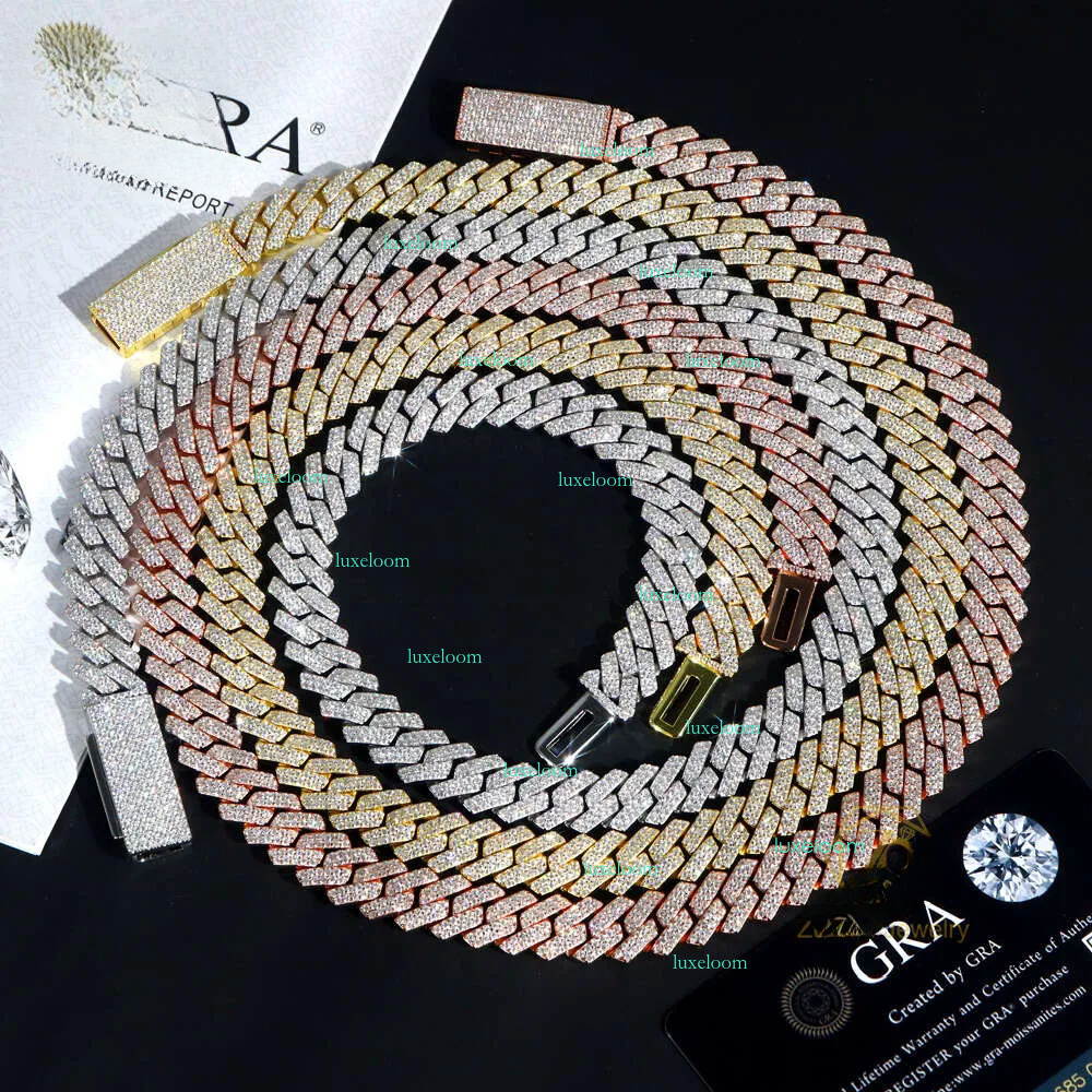 Hip Hop Style Iced Out Jewelry 6mm 8mm 10mm 12mm 14mm 20mm Width Sterg Sier VVS Moissanite Cuban k Chain Bracelet