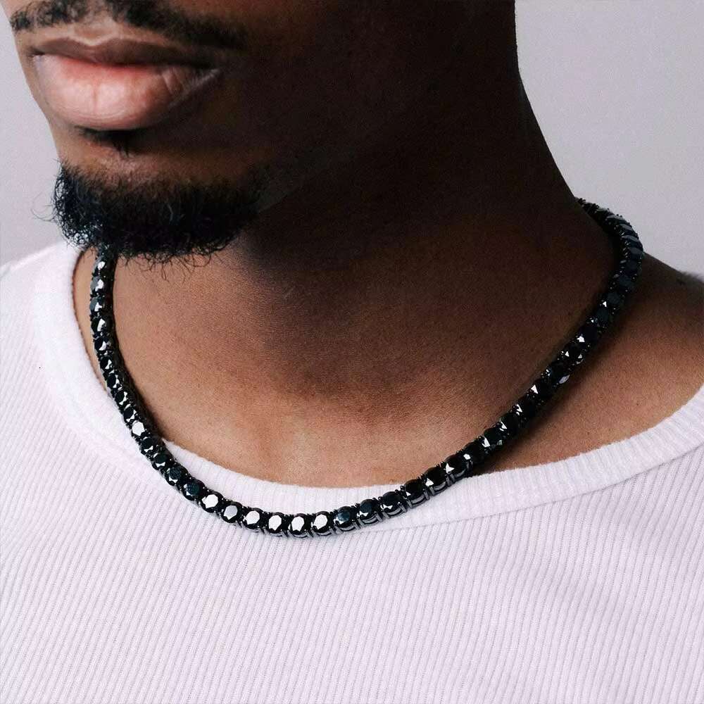 Top Grade 6MM Moissanite Black Diamond Hip Hop Tennis Chain Gold Rhodium Plated New Arrival Best Price for Gift and Party