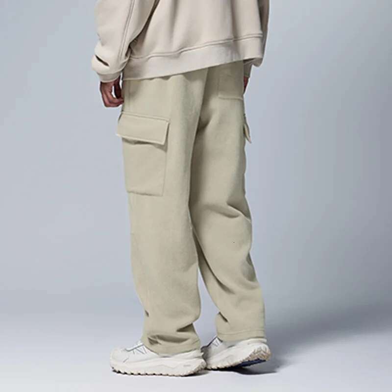 Unisex 325G Fleece Sweatpants American Casual Cargo Temperature-Regulating Straight-Leg Pants For Men