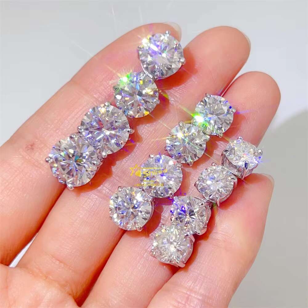Wholesale Earrings Classic Vvs Dia Sier 10k 14k Solid Gold Jewelry Moissanite Stud Earring