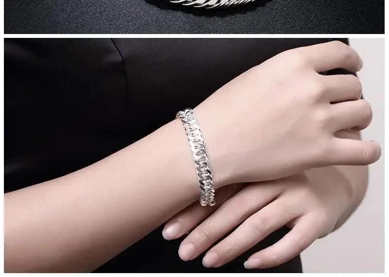 Sterg Sier 10MM Chain 20/24 inch Bracelets necklace Jewelry set classic for men Fashion Party wedding Solid noble