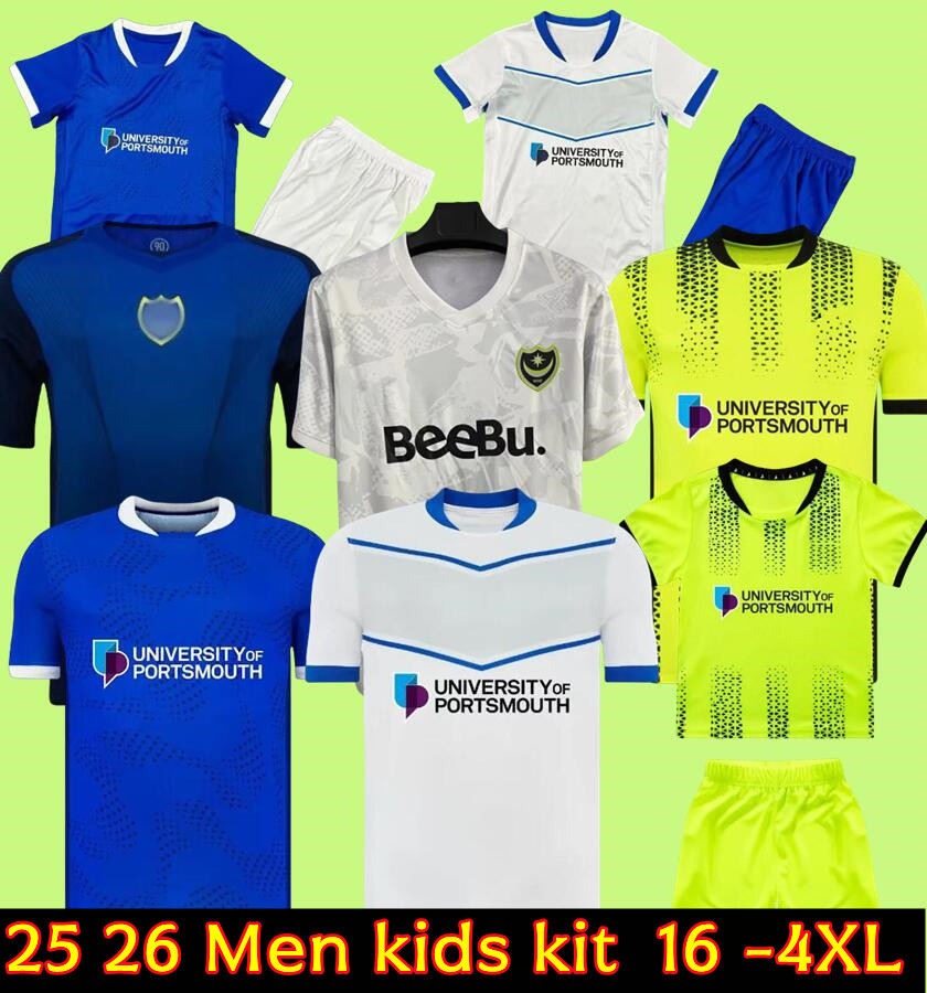 25 26 Portsmouth Soccer Jerseys 2025 2026 home AWAY third 3rd RITCHIE BISHOP 9 YENGI 10 football shirt maillots adult camesita de futol men size S-XXL Men kids uniforms