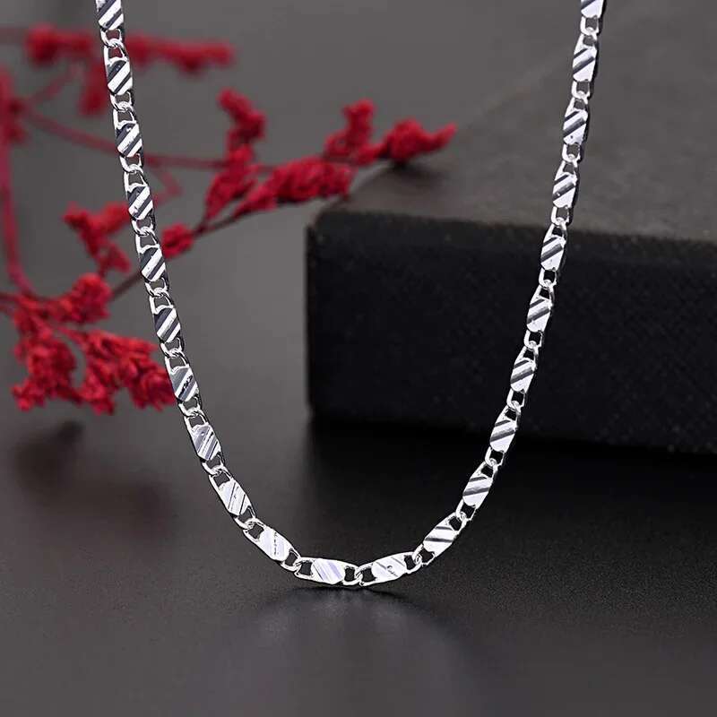 40-75cm Sterg Sier New fine 2MM flat Clavicle chains Necklaces for Men Women wedding party Jewelry Christmas gifts