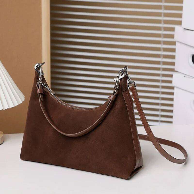 Elegant Women's Handbag Made from Authentic Brown Wine Leather Ideal for Office Use