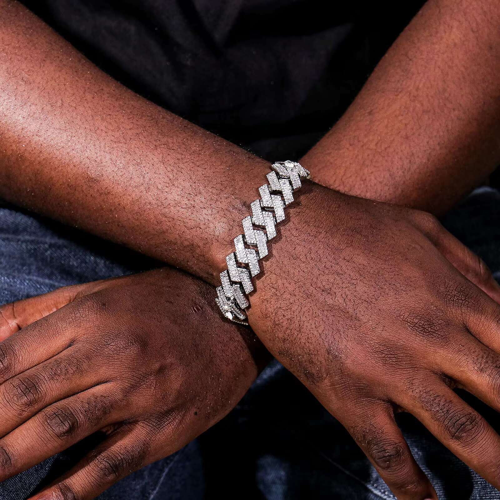 Factory Cost Cuban Link Chain 925 Sterling Silver baguette Cuban Link Vvs Moissanite Diamond Cuban Link Chain