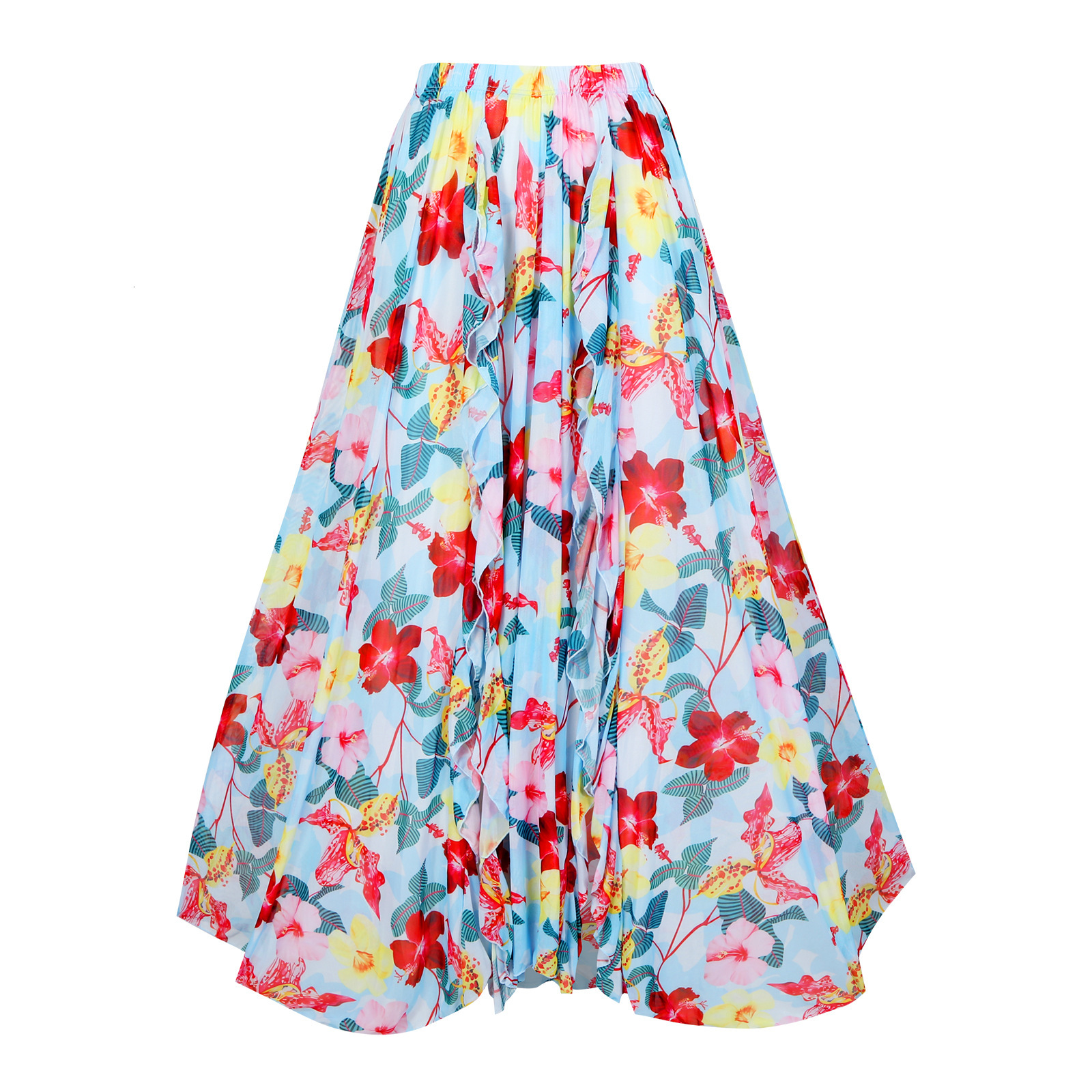 2025 New Split Women's Bohemian Style Printed Long Skirt Swimsuit