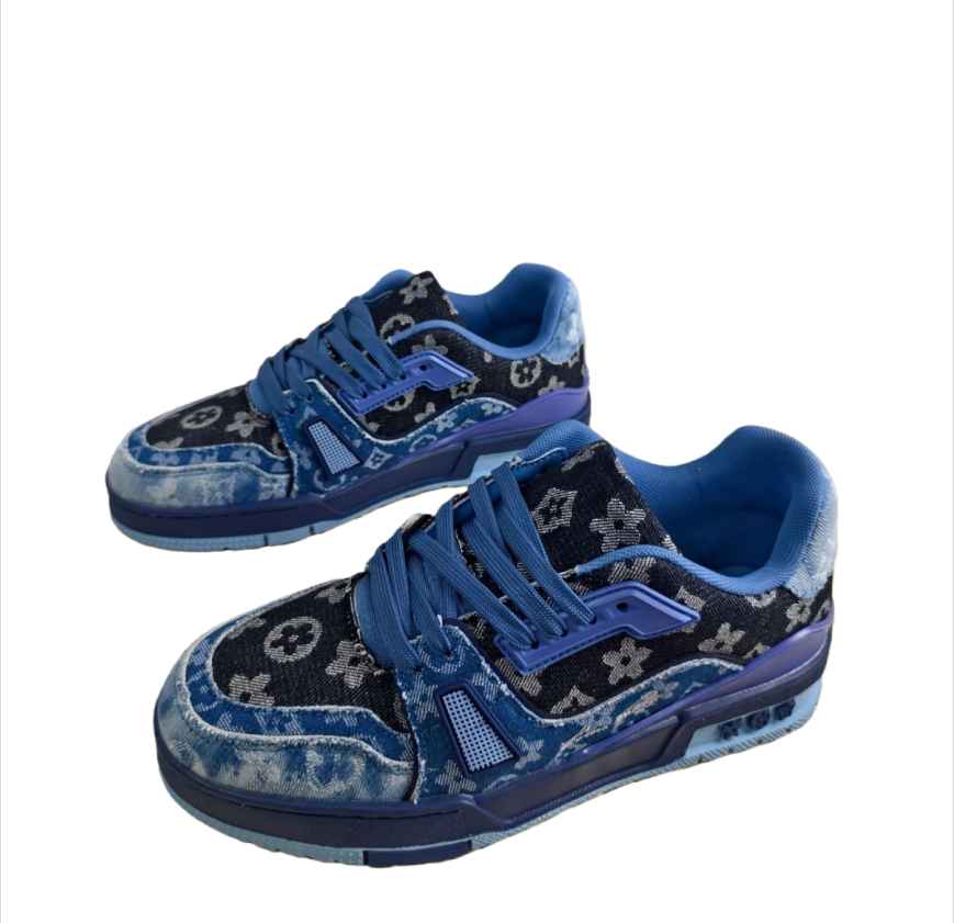 Free shipping Designer shoes retro style patchwork college style monochrome print unisex couple trendy shoes fashionable and versatile denim casual sh