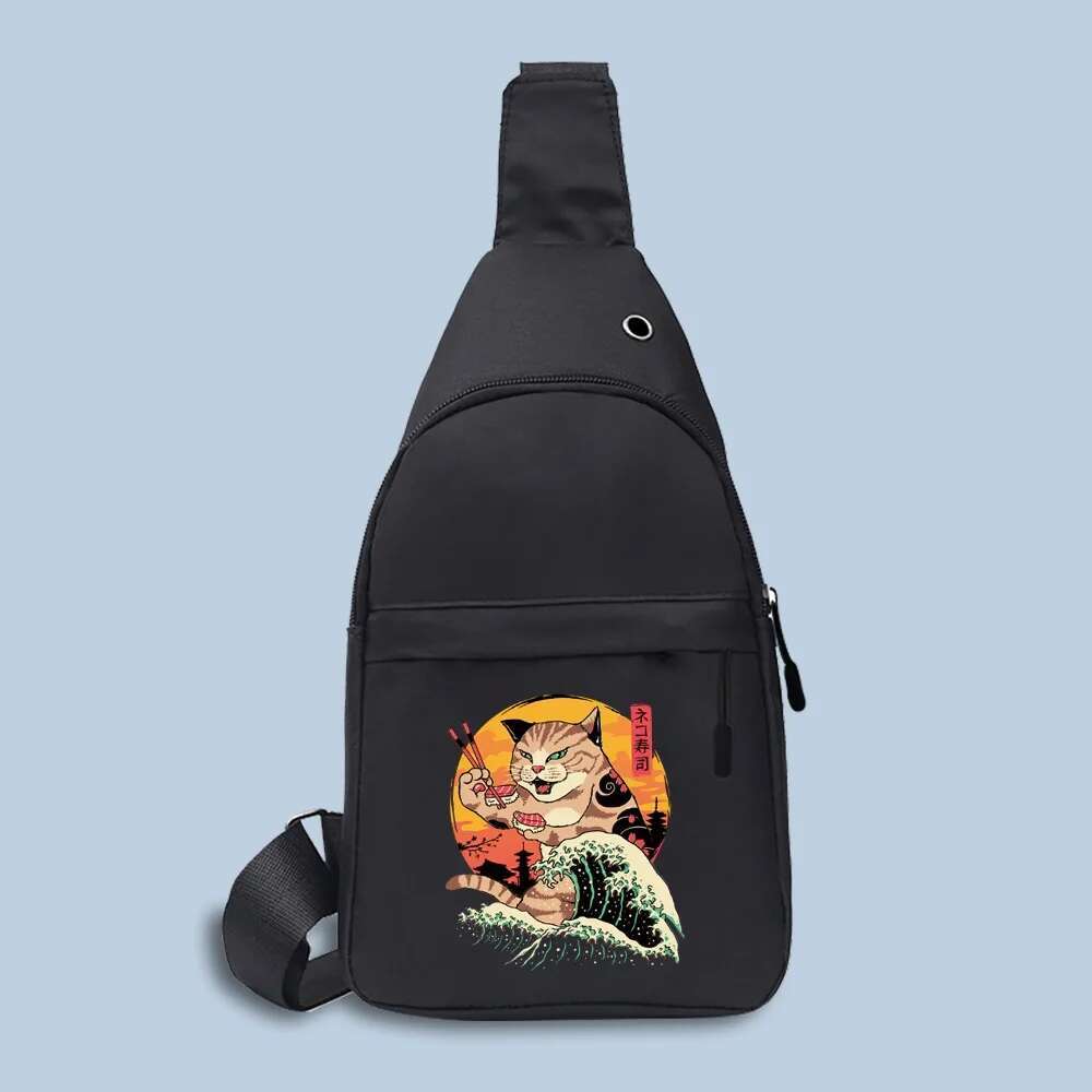 2025 Chest Pack Men Wallet Purse Handbag Phone Belt Pouch Canvas mini Sports Japan Cat Print Fanny Banana Bag for Women