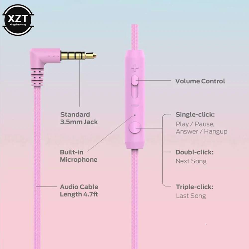 Kids Headphones 3.5mm Audio Jack Wired Earphone Foldable Stereo Headset With Mic for Girls Boys Gift One Learning Earbuds
