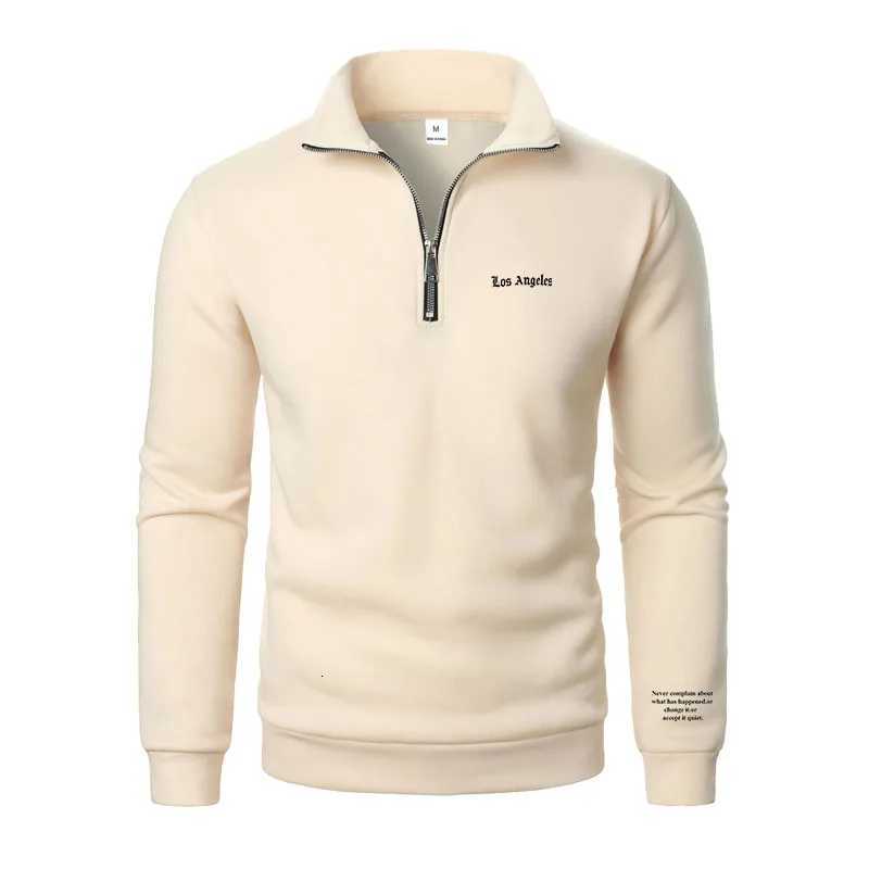 Spring and Autumn new casual half zipper stand up collar hoodie trend simple and loose oversized fleece mens hoodie W251106