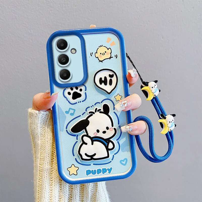 Lotso Phone Case For Samsung Galaxy A10S A31 A32 A33 A34 A35 A30 A50 A51 A52s A53 A54 A55 M12 M13 5G Kuromi Wrist Strap Cover