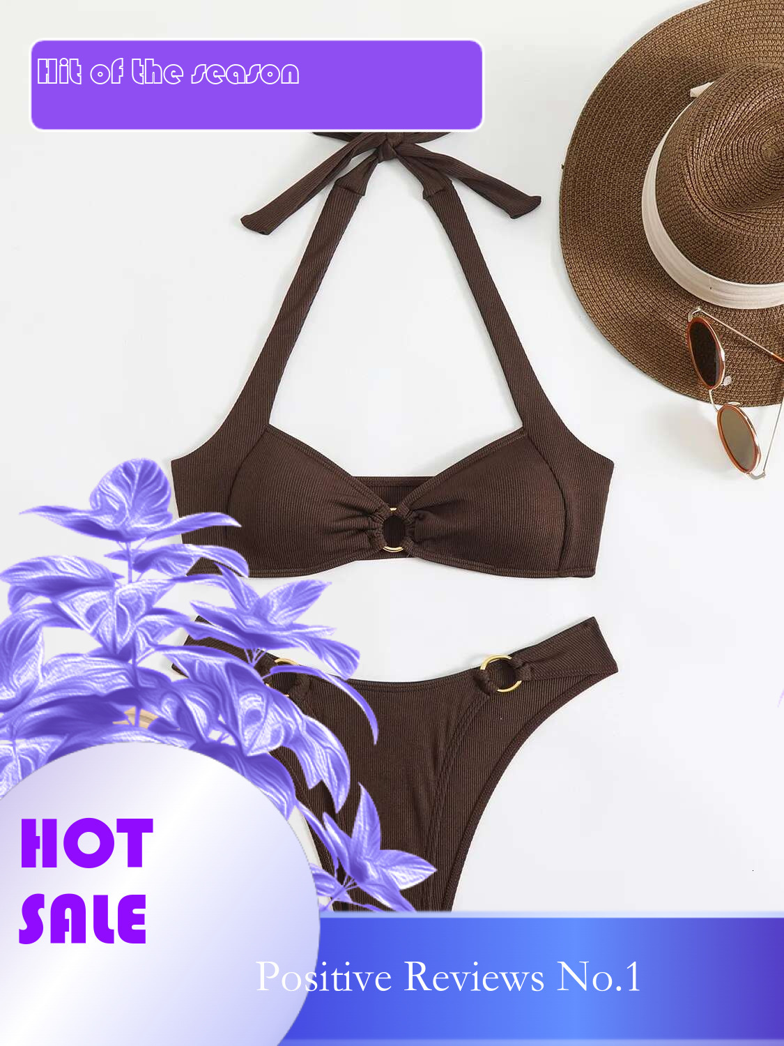 Dongdumaoyi Sexy Micro Bikini Women Halter Metal Ring Linked Push Up Swimwear Brazilian Summer Bathing Suit Swimsuit Beachwear