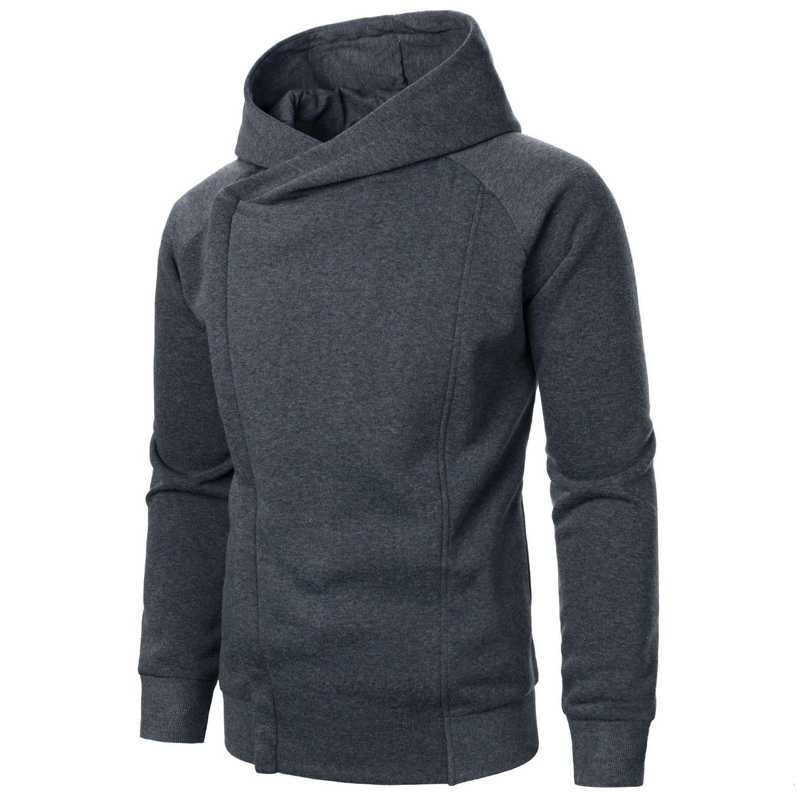 Autumn winter mens solid color hooded top Long sleeve side zipper hoodie251106