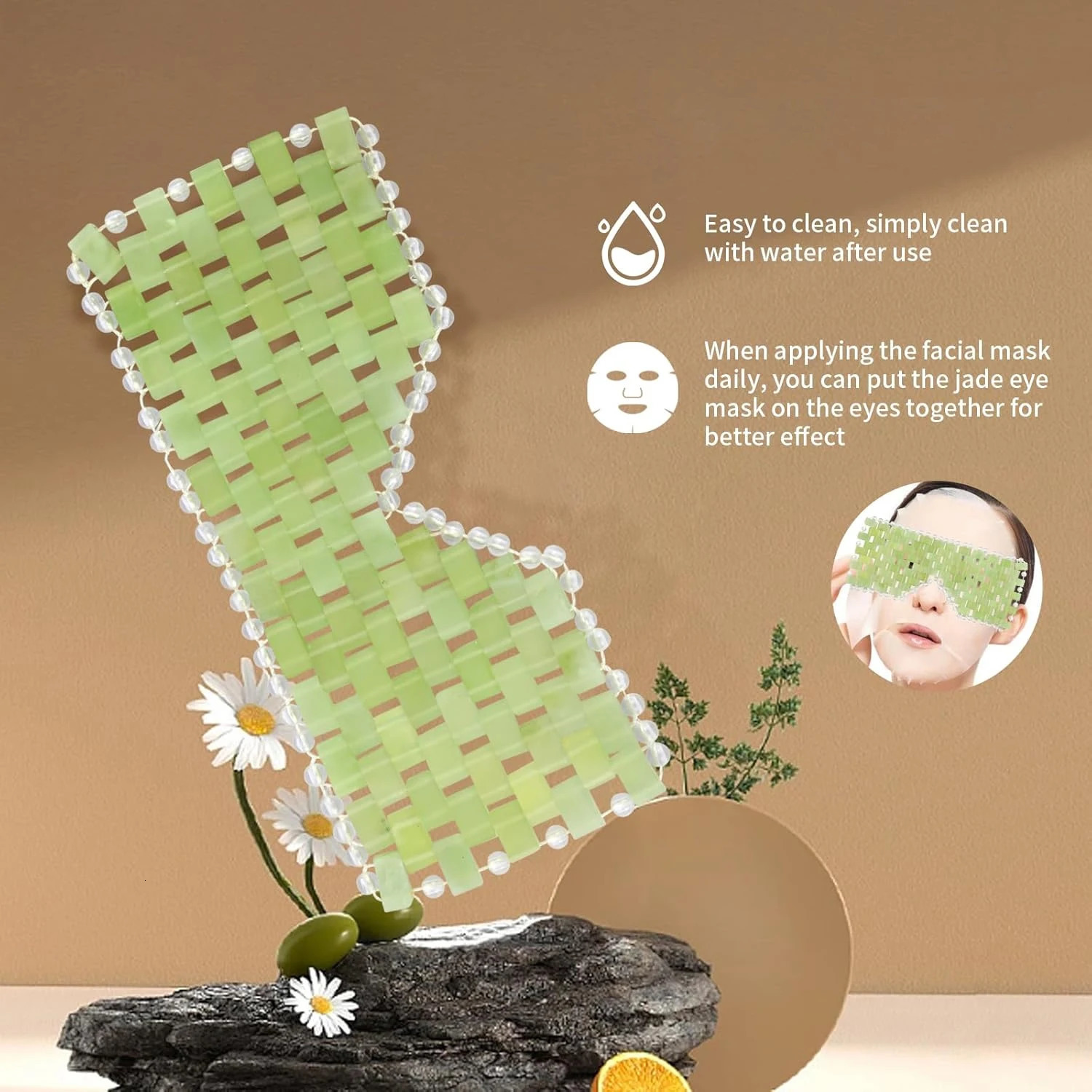 Jade Eye Face Mask Massager Cooling Sleep Eye Mask Comb Guasha Scraping Scalp Comb Massage Tool SPA Beauty Tool 250328