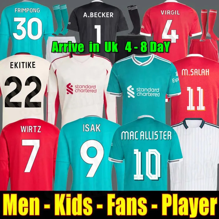 25 26 MAC ALLISTER soccer jersey DIOGO JOTA EkitikE 2025 2026 football shirt RIO SZOBOSZLAI A.BECKER FRIMPONG Wirtz Kerkez men kids kit uniforms SALAH ISAK GAKPO