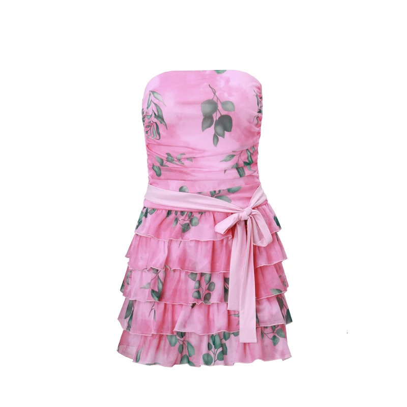 Where Mery Temperment Y2K Printed Dress d Sleeveless Vest Street Nightclub Mini Skirt Sexy Womens Wear 250401