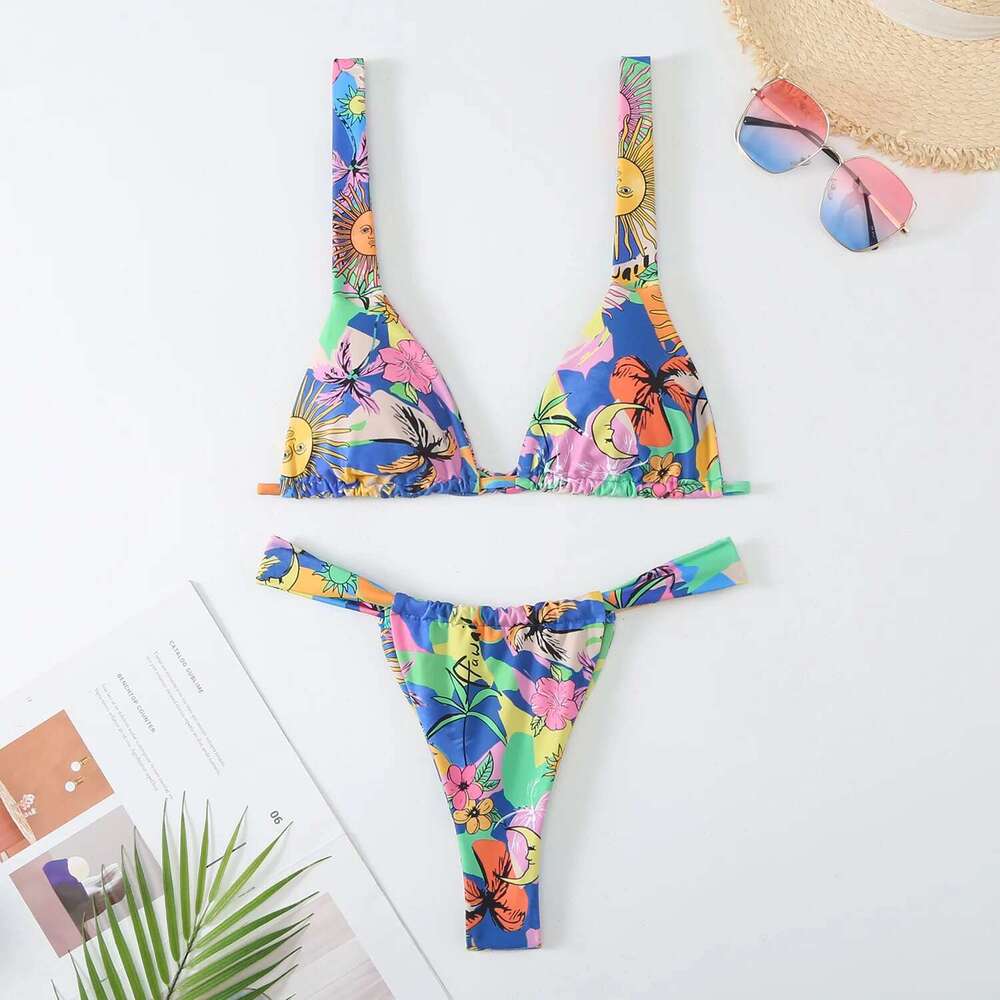 Lovely wer Print Bikini Set Women 2024 Low Waist 2-piece Swimsuit Sexy Thong Swimwear Summer Beach Vacation Bathing Suit New