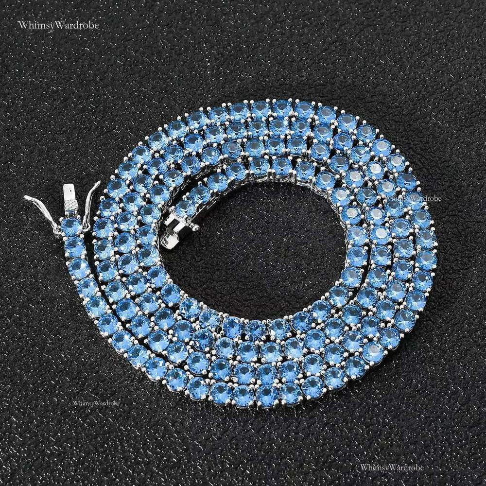 Blue Moissanite Tennis Chain12mm15mm6.5mm2mmCustomMoissanite8mmchainkVVSIce5mm3mm4mmTennisWholesaleChain