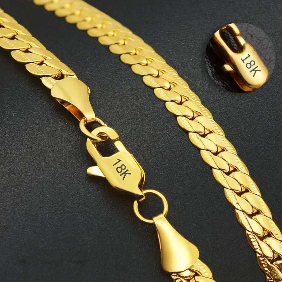 Hot sale Fine Sterg Sier 5MM Gold Full Sideways Chain Necklace For Woman Men Fashion Wedding Engagement Jewelry