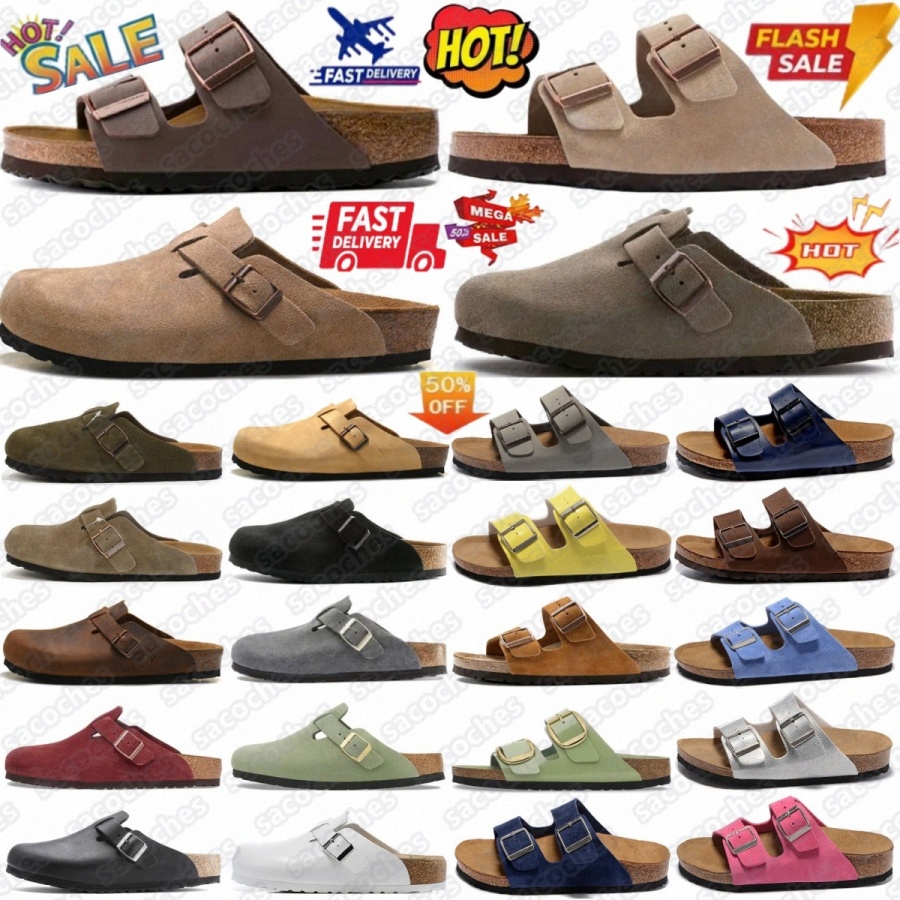 Soft Footbed designer clog slides bostonclogs Boston Suede sandals slippers clogs Taupe black Mocha arizona Bostonnes Cacao leather nruHU#