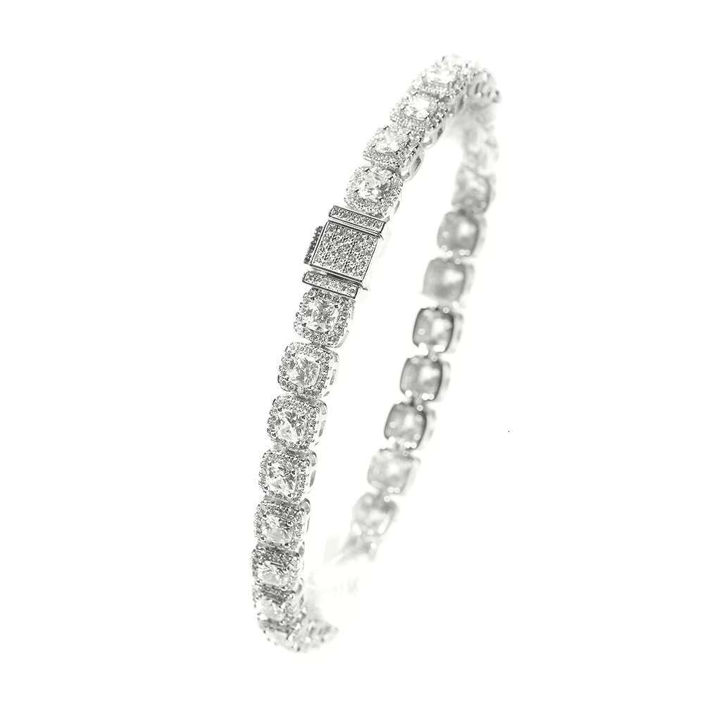 7MM Hip Hop 925 Sterling Silver VVS D Color Moissanite Diamond Jewelry Cluster Iced Out Tennis Chain Bracelet Necklace For Men