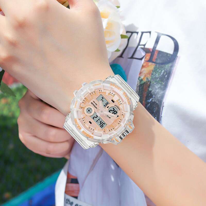 DHwatches Sanda Brand Trendy Fashion Student Electronic Waterproof Multifunctional Luminous Personality Transparent Strap Sports Watch