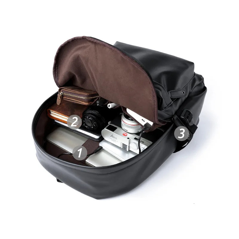 Fashionable mens backpack with large capacity waterproof commuting backpack and air cushion with solid color casual lightweight mens bag 250402