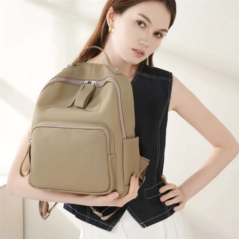 Toptrends 100% Cow Genuine Leather Backpack For Women 2025 Designer Travel Commuting Daypack College Girls School Bags