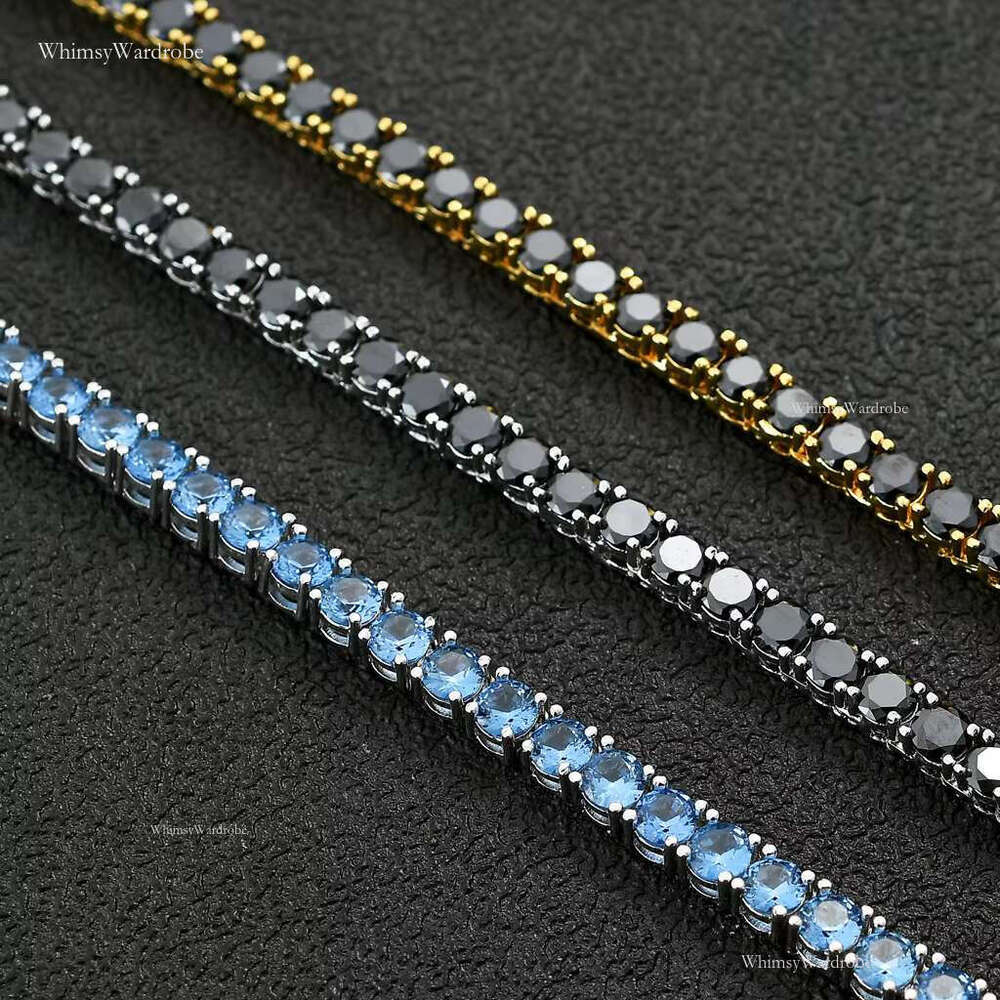 Blue Moissanite Tennis Chain12mm15mm6.5mm2mmCustomMoissanite8mmchainkVVSIce5mm3mm4mmTennisWholesaleChain