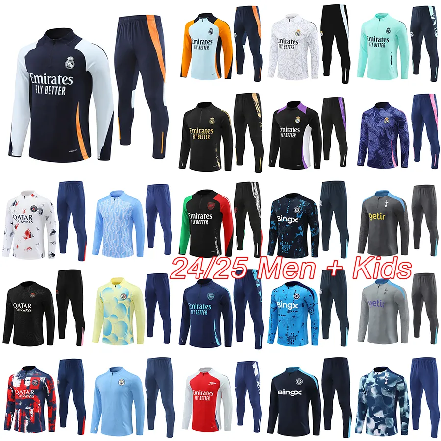 2024 BELLINGHAM Mbappe man soccer tracksuit training kit Madrids Men and kids football kits 24 25 paris city football tracksuits survetement chandal tuta calcio