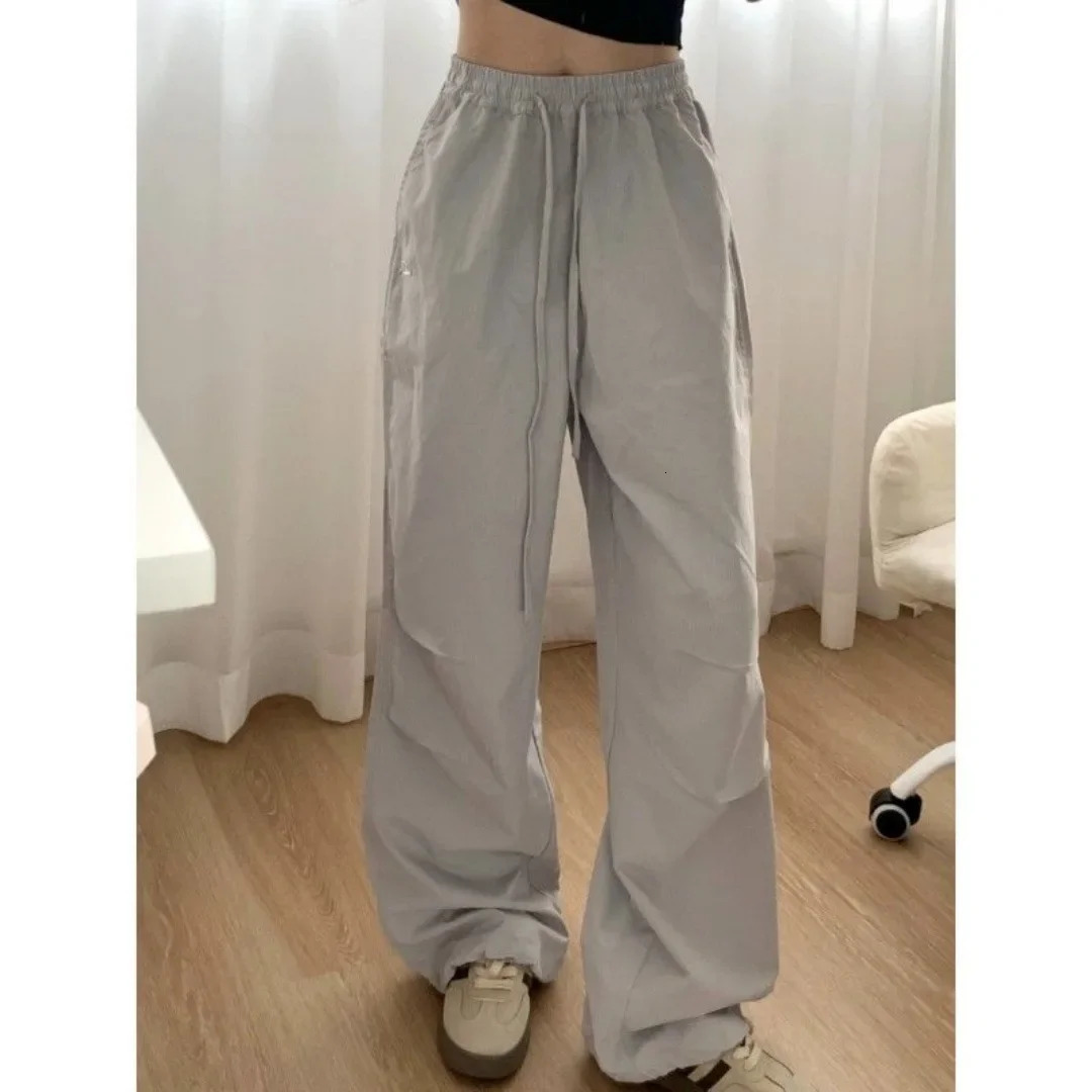 Black Pleated Work Womens Spring Summer Loose Cuffed Slimming Sweatpants Trendy n Sexy Long Pants Z260314
