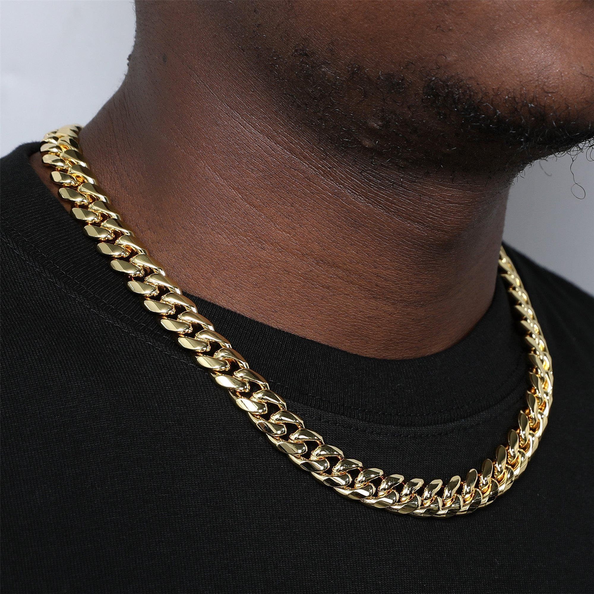 Miami cuban link chain for women making of 316L Stainless Steel plated 14K gold chain high polished punk cuban link bracelet 6/9/10mm wide mens Christ