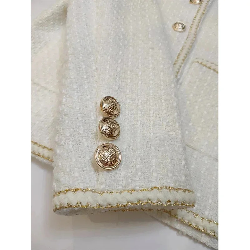 Fashion Cropped Tweed Jacket Women Vintage Elegant Coat Korean Single Breasted Blazer Ladies All Match Chic Short Outerwear Tops 251106