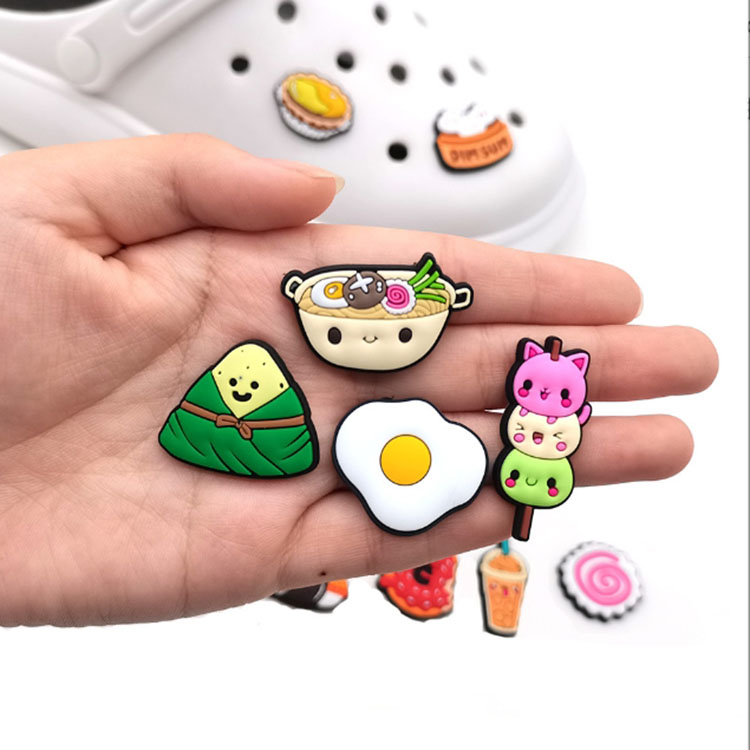 food festival shoe charms pvc shoe accessories for clog sandal decoration buckle coffee sweet food drink