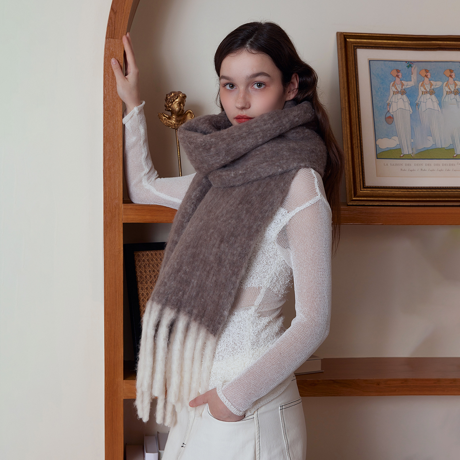 K318 I like it at first sight. Manufacturer's original 25 wool scarf for women, winter atmosphere, thickening, warm, solid color neck shawl