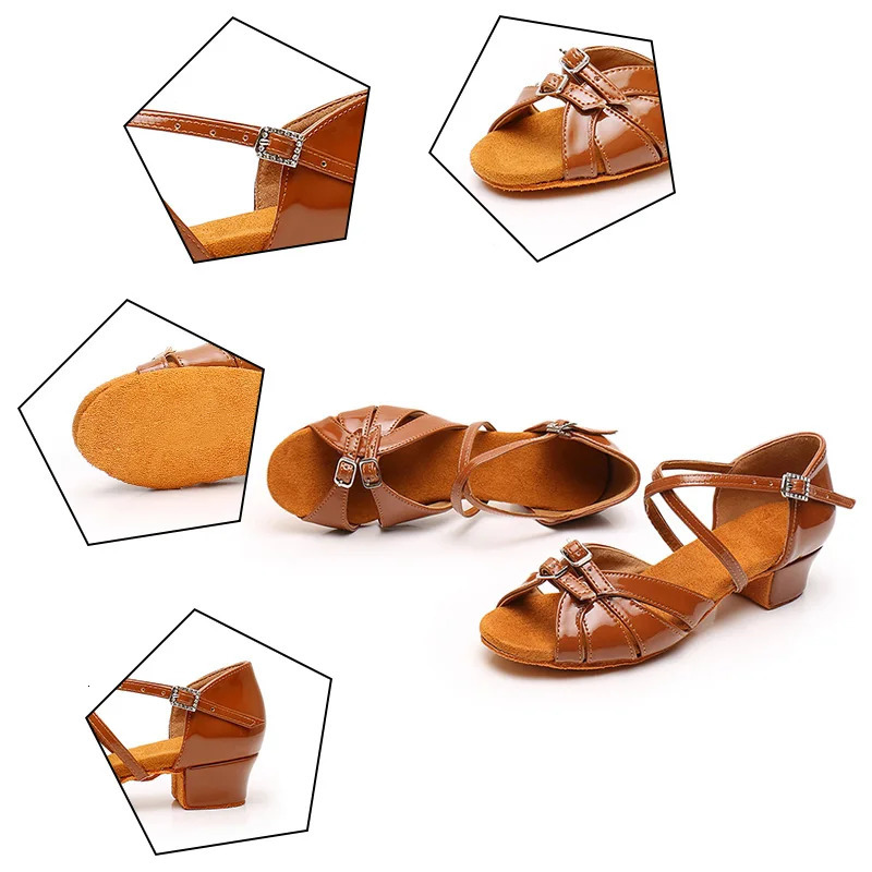 Children Dance Shoes for Girls Women Ballroom Latin shoes Ladies Modern Tango Dancing Performance Shoes Salsa Sandals 3.5CM Heel 250402