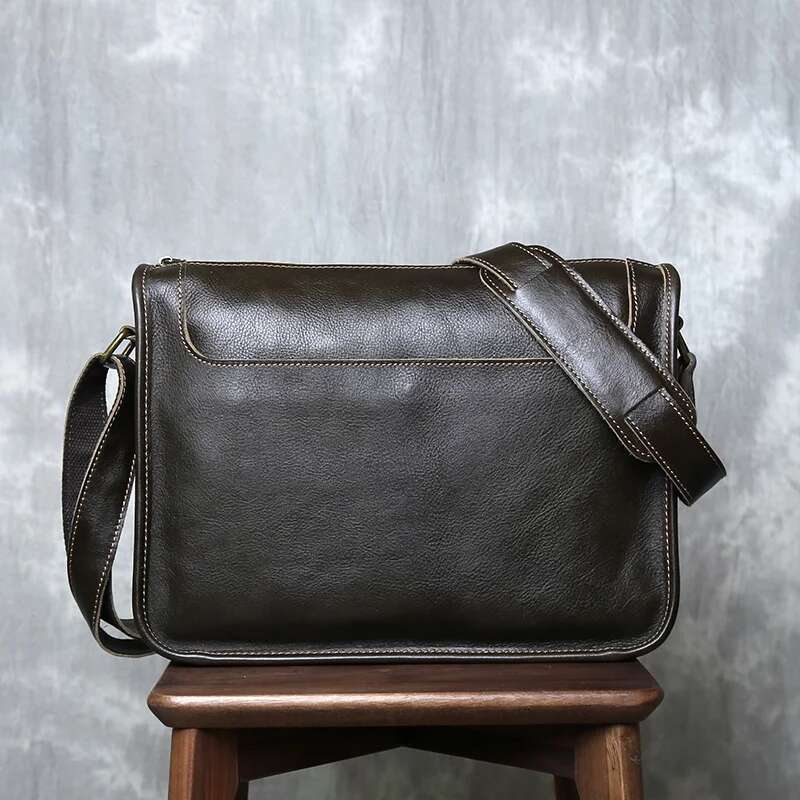 Genuine Leather Crossbody Men's Casual Shoulder Retro And Simple Top Layer Cowhide Niche High-End Texture Mailman Bag