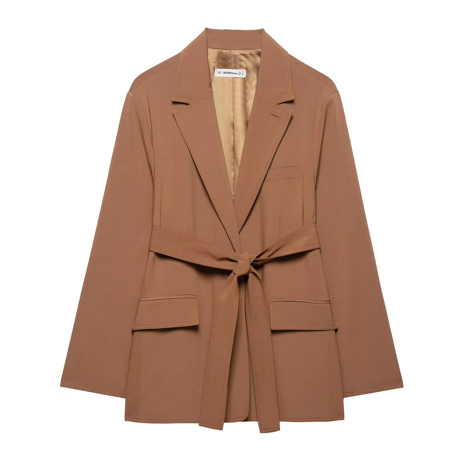 European and American style foreign trade womens clothing fashion belt set jacket high waisted pants 250403